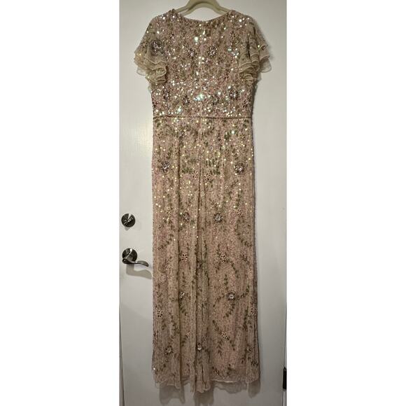 Mac Duggal Embellished Ruffled Cap Sleeve V-Neck Gown Size 12 NWT #10772 Sequins - Picture 14 of 16